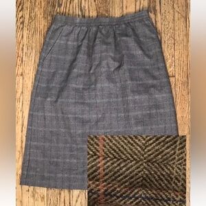 Vintage Brown Plaid Straight Skirt M L Cottage Goblin Gremlin Core Fairy Grunge